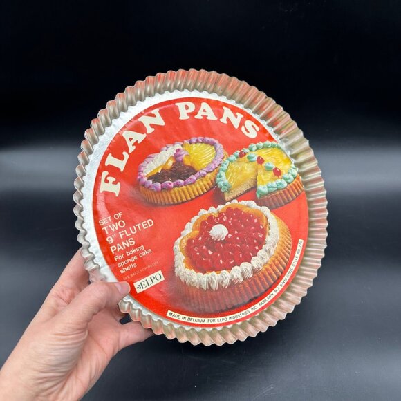 Vintage Fluted Flan Pans Baking Sponge Cake Shells Elpo Belgium 1970s Set of Two - Picture 11 of 13